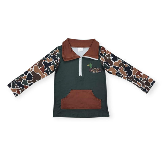 Duck Camo Half Zip Collared Pullover (Boy)