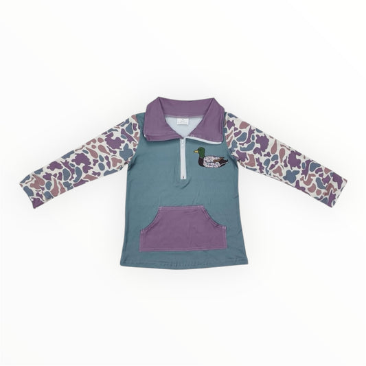 Duck Camo Half Zip Collared Pullover (Girl)