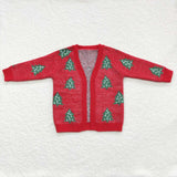 Christmas Tree Knit Red Cardigan