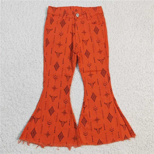 Orange + Black Aztec Bell Bottoms