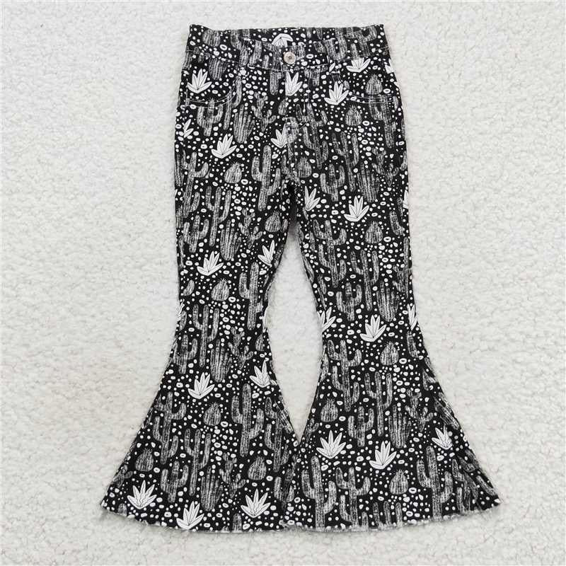 Black & White Cactus Bell Bottoms