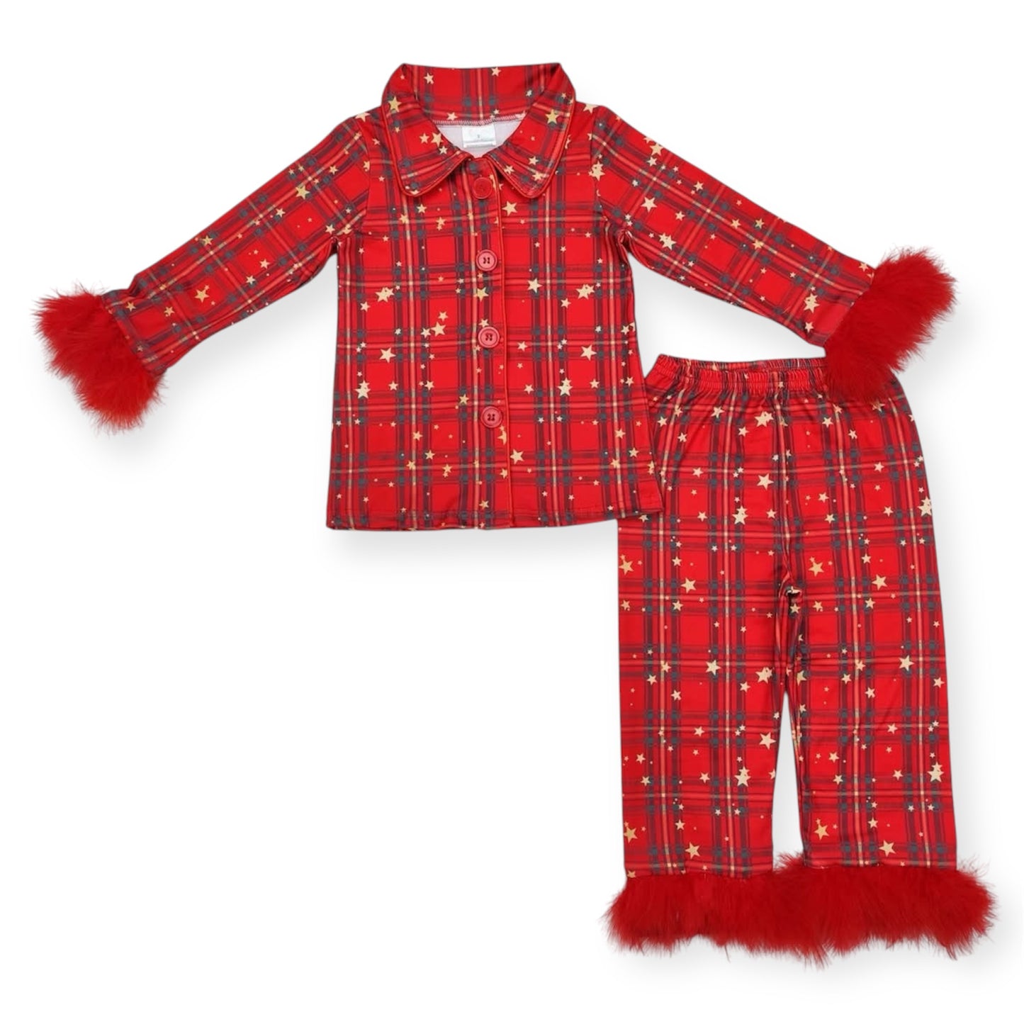 Red Christmas Plaid 2-Piece Button Down PJ’s