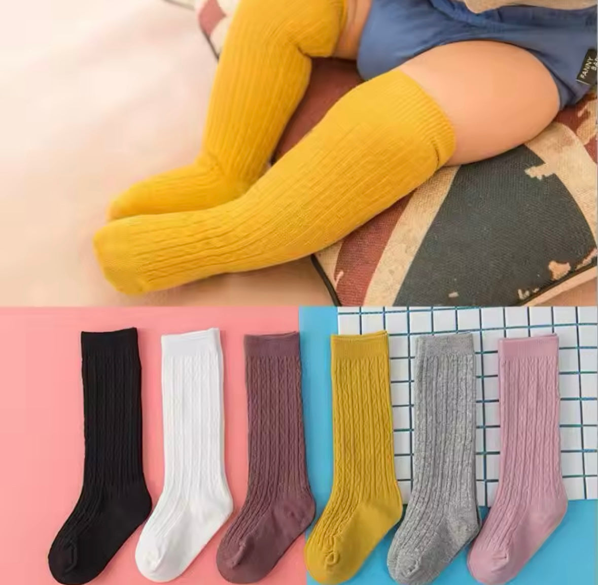 Over The Knee Infant / Toddler Thick Knit Solid Colored Stockings