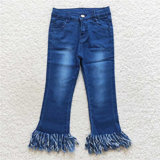 Dark Wash Fringe Detailed Denim