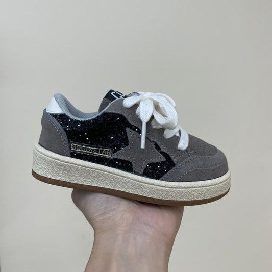 Gray & Black Sequin High Quality Star Sneakers