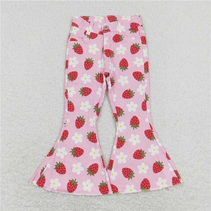 Daisy + Strawberry Print Bell Bottoms