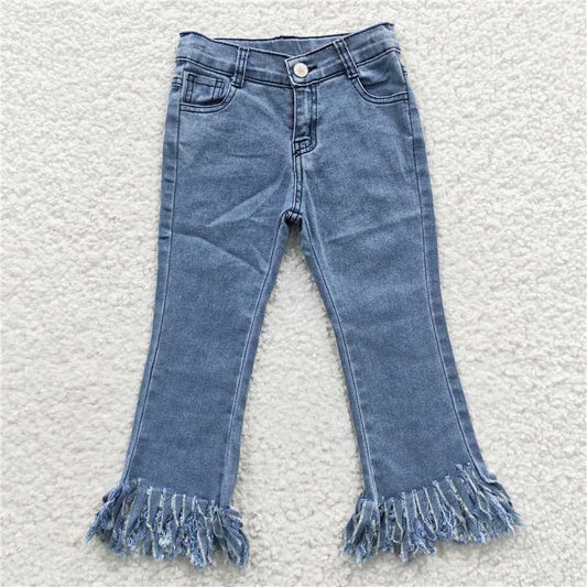 Light Wash Fringe Detailed Denim