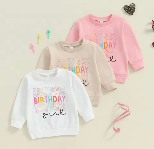 Birthday Girl Multi Colored Lettered Pullover