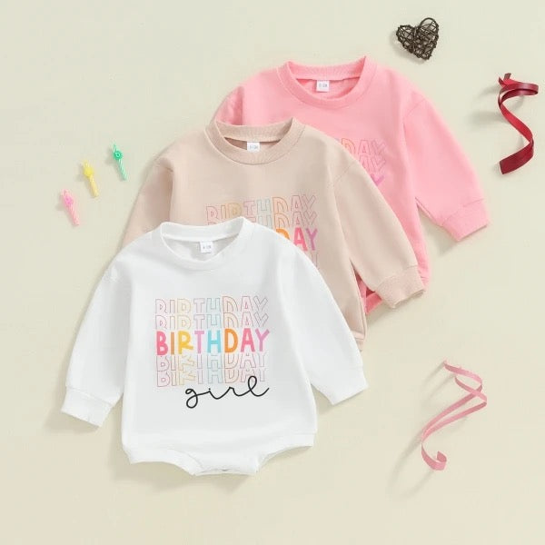 Birthday Girl Multi Colored Lettered Onesie