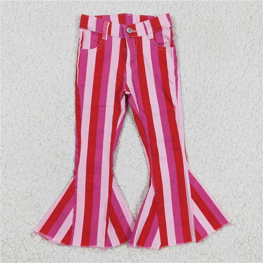 Red & Pink Striped Bell Bottoms