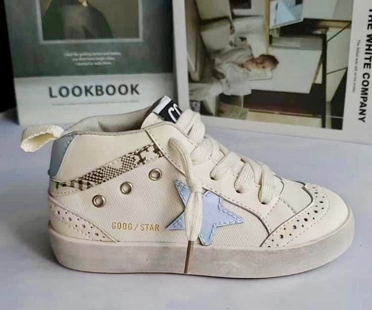 Snake Skin High Top White Star Sneakers