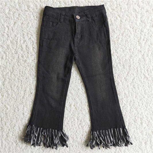 Black Wash Fringe Detailed Denim