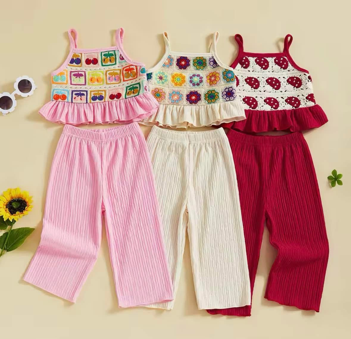 High Quality Mushroom, Floral & Cherry Knit 2-Piece Sets