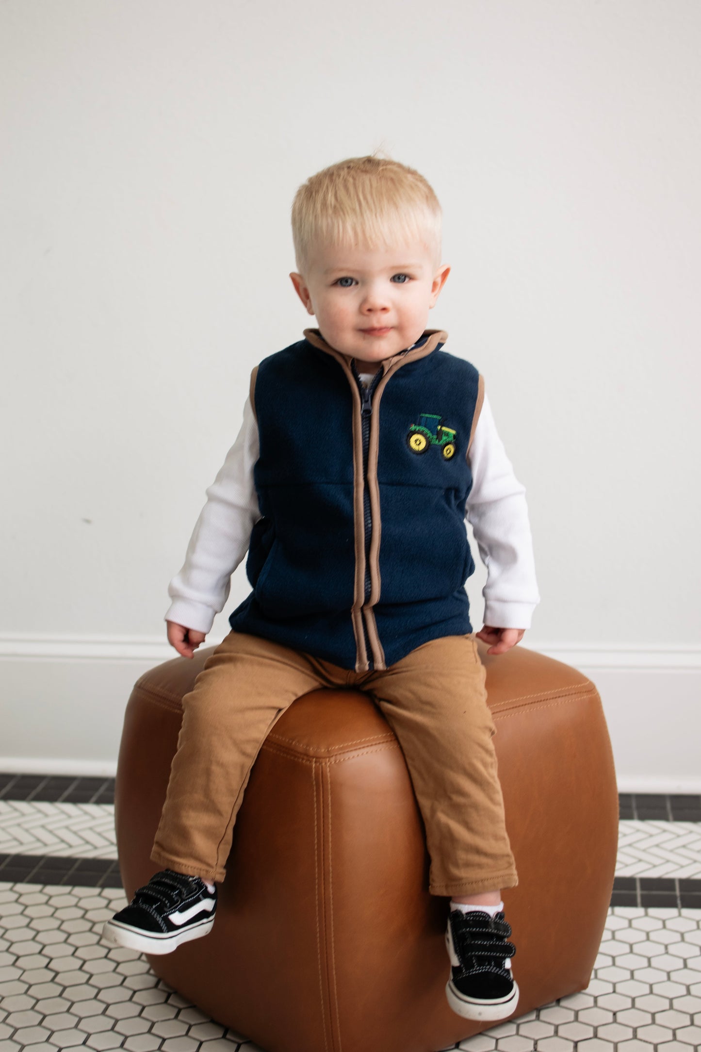 TOP Selling Embroidered Tractor Fleece Vest