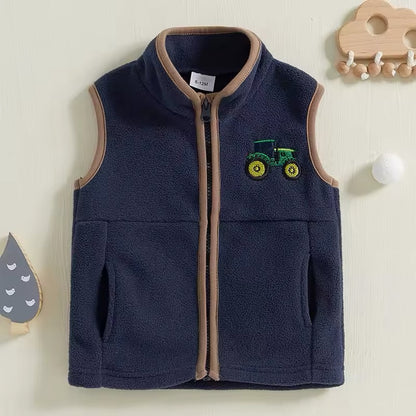 TOP Selling Embroidered Tractor Fleece Vest