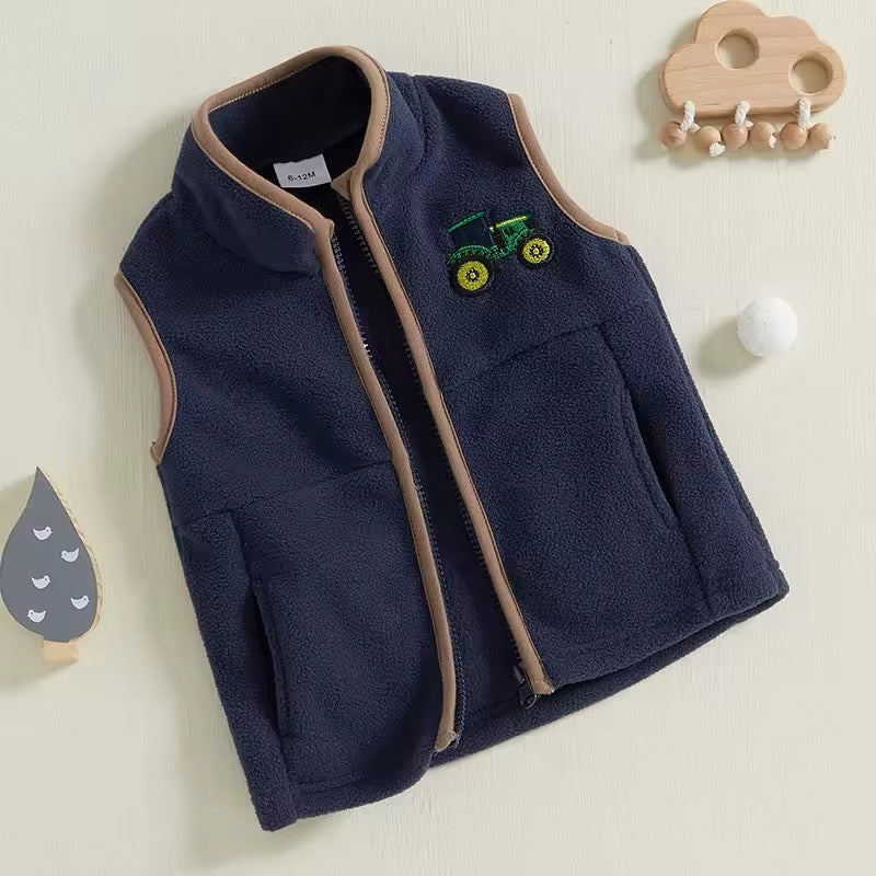 TOP Selling Embroidered Tractor Fleece Vest