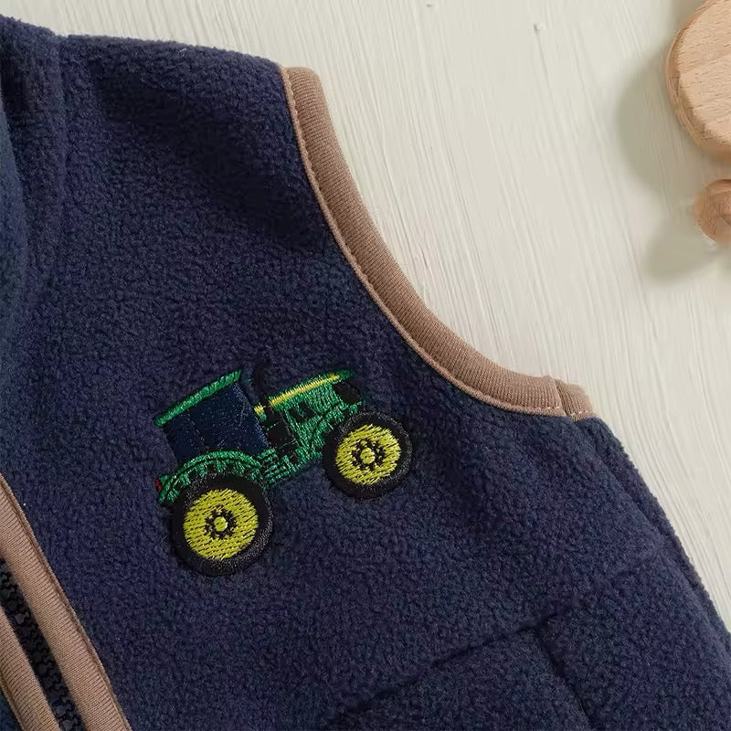 TOP Selling Embroidered Tractor Fleece Vest