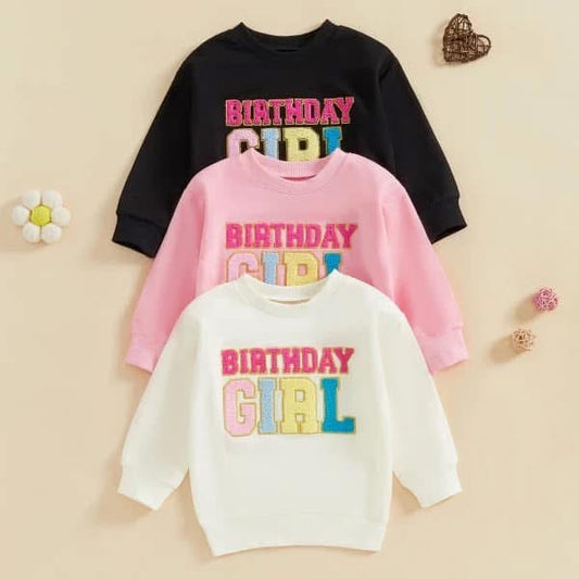 Birthday Girl Chenille Lettered Pullovers